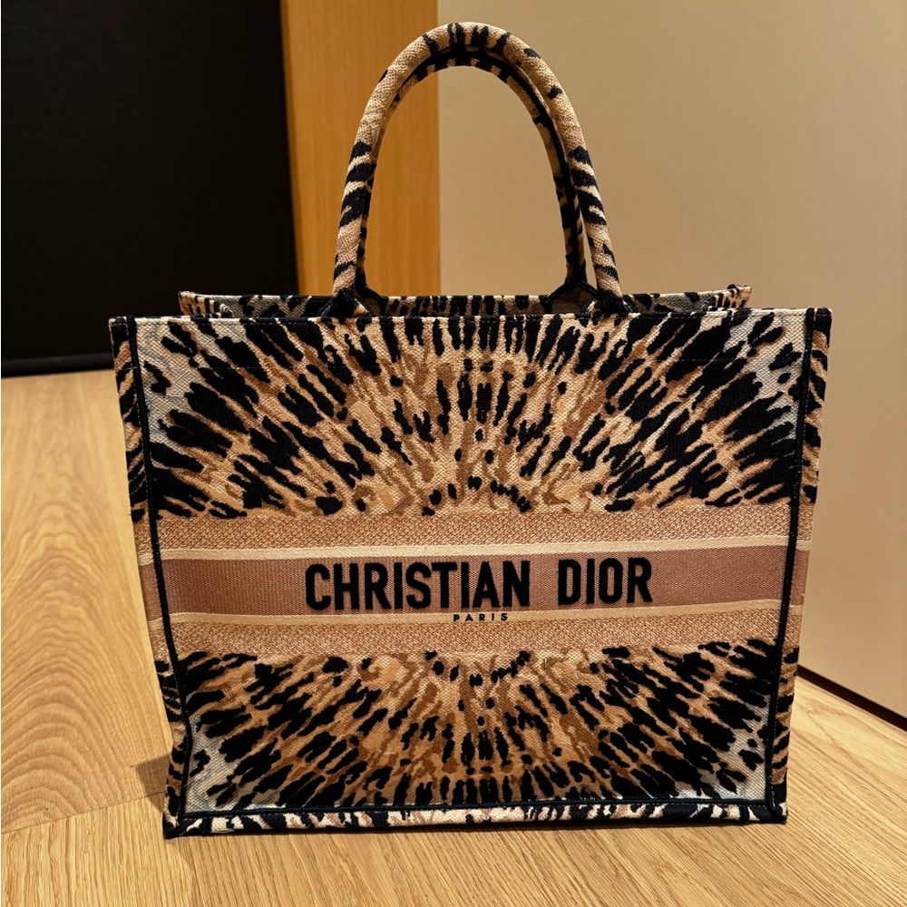 Christian Dior Canvas Embroidered Tie Dye Large Book Tote Multicolor 
Year 2020
